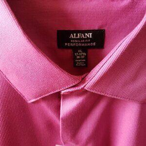 Alfani, NWT, Pink, Size 17-17.5 Neck/37 Long Sleeve, Regular Fit Performance